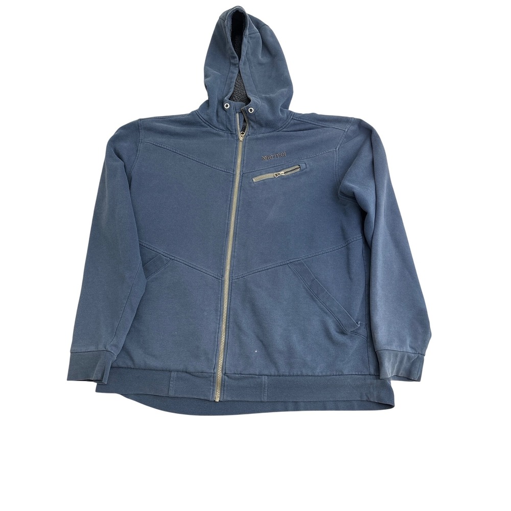 Marmot Mens XXL Navy Blue Sherpa Fleece Lined Full Zip Hoodie Jacket 44690